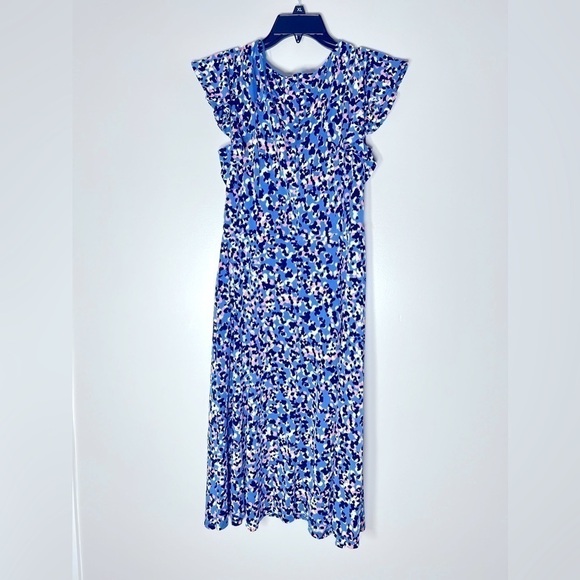 JESSICA HOWARD Women's size 8 Printed Flutter-Sleeve Dress Ruched Waist … - Picture 8 of 11